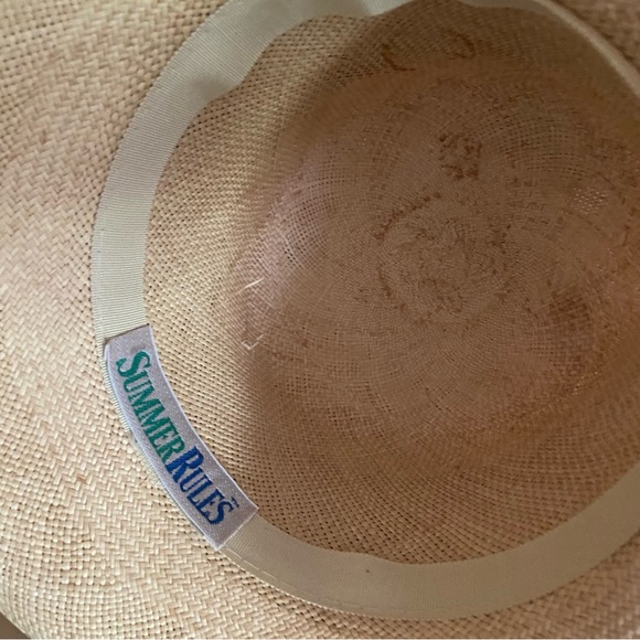 Vintage 80s Summer Rules nautical crest logo straw hat - Picture 4 of 4